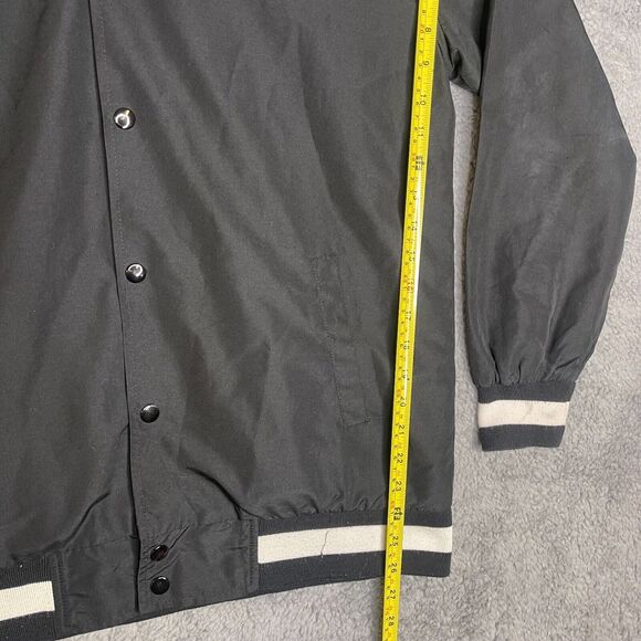 Vintage Liberty Varsity Jacket Mens XL Black Button Front Slim Fit - Picture 4 of 13